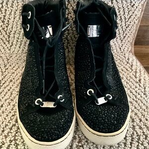 Women's Coach Black Rhinestone High-Top Sneakers